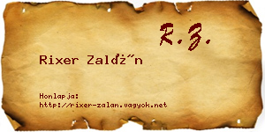 Rixer Zalán névjegykártya